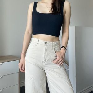 Uniqlo high waisted wide legged jeans in off-white